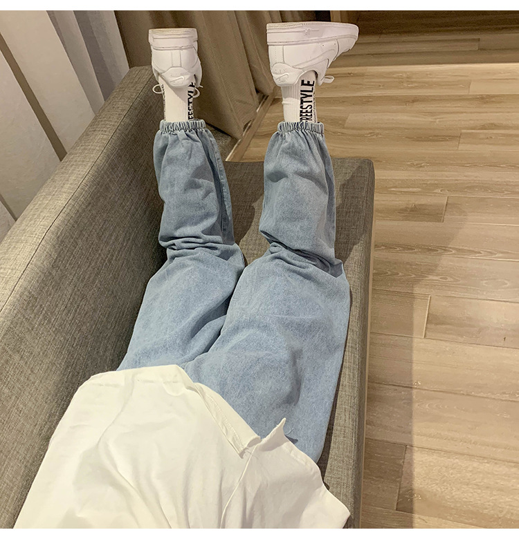 束脚牛仔裤男秋冬美式高街潮牌直筒宽松韩版潮流修身小脚九分裤子详情7