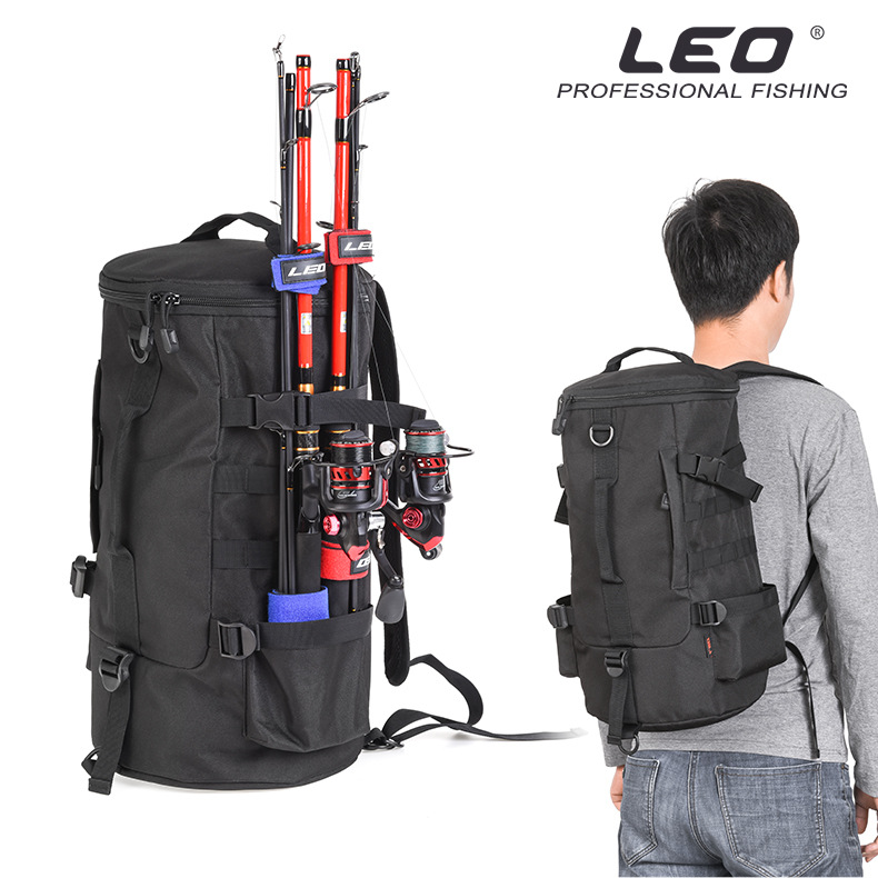 28085 LEO [Cylindrical Fishing Gear Backpack] Cylindrical Fishing rod Bag, Lull Outdoor Crossbody bag Export wholesale pic 2
