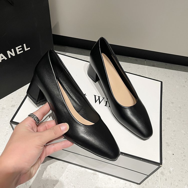 秋季新款女式时装单鞋韩版圆头套脚粗跟高跟单鞋女上班工作鞋子女详情6