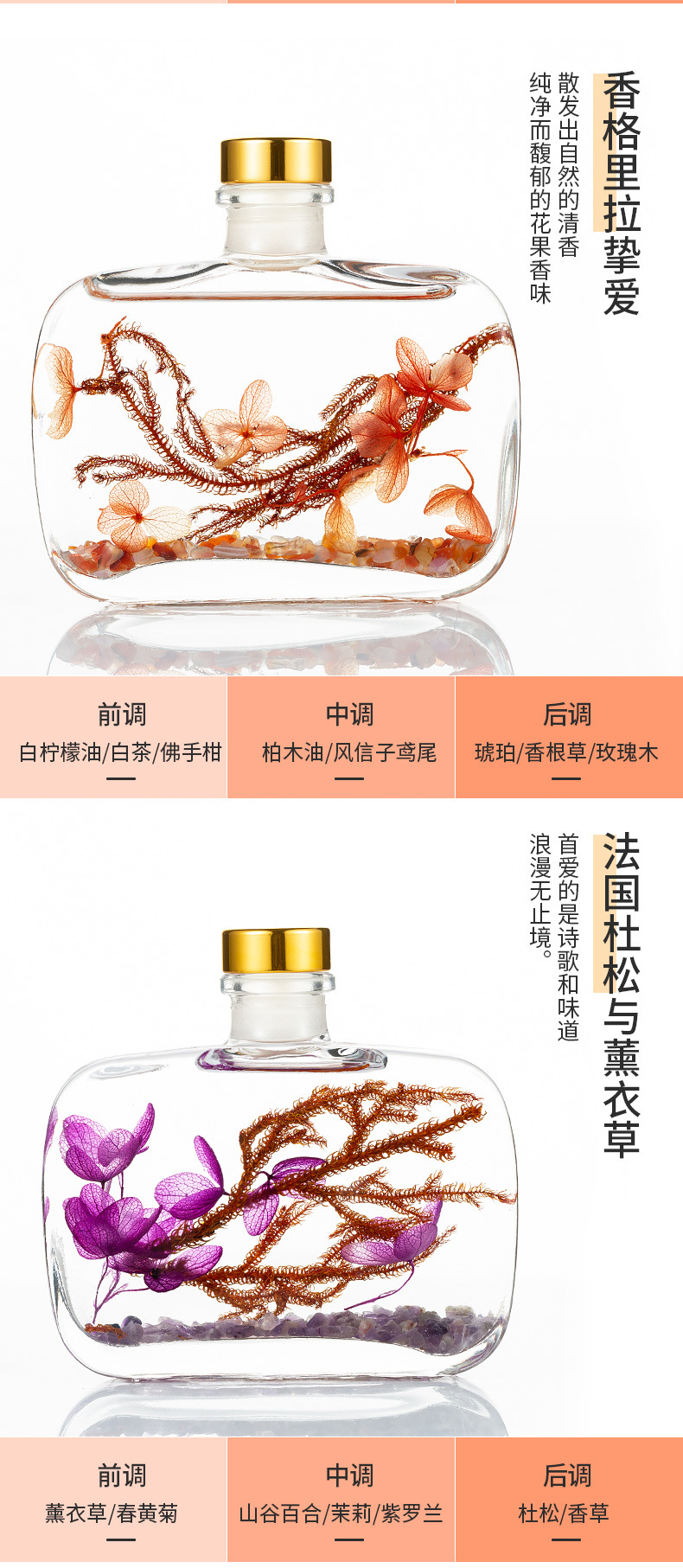 Flameless aromatherapy essential oil, household indoor toilet deodorizing aroma bottle, dried flower air freshener, bedroom long-lasting fragrance 1 pic 5