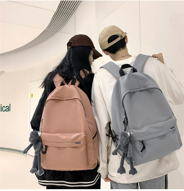 A large-capacity, ins, trendy and cool, canvas, simple grey backpack for boys in junior high school, senior high school and college pic 24