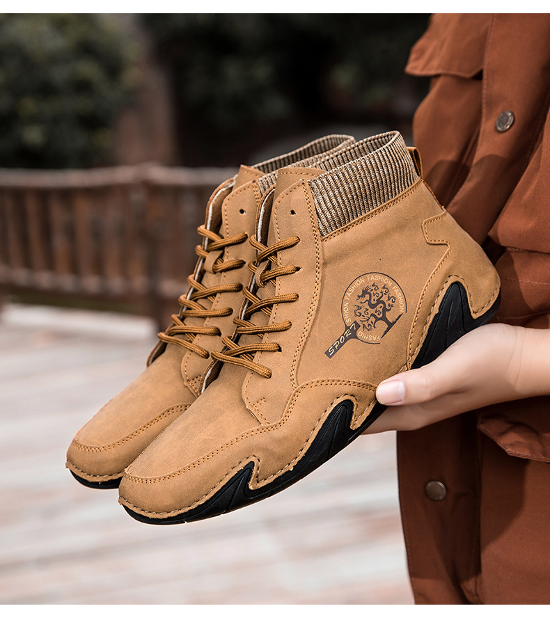 跨境爆款袜子口切尔西靴独立站大码男鞋高帮男士休闲鞋子马丁靴详情13