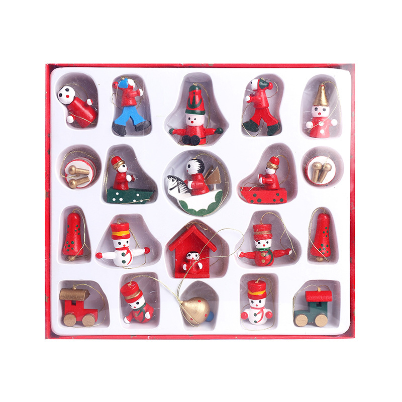 新品圣诞树木制挂饰套装 圣诞节实木挂件木偶套装 圣诞节装饰品详情10