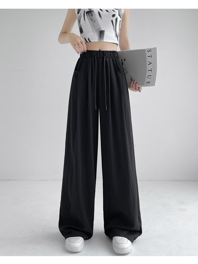 冰丝山本休闲裤女2024夏季新款高腰宽松直筒防晒垂感日系阔腿裤潮详情63