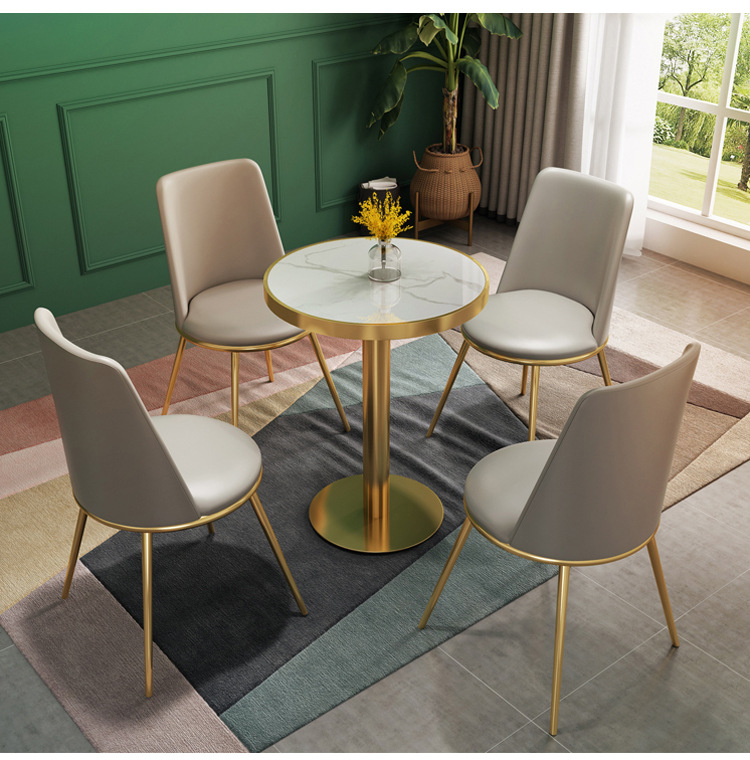 西餐厅轻奢铁艺餐椅甜品店奶茶店桌椅咖啡厅实木椅子卡座沙发桌椅详情7