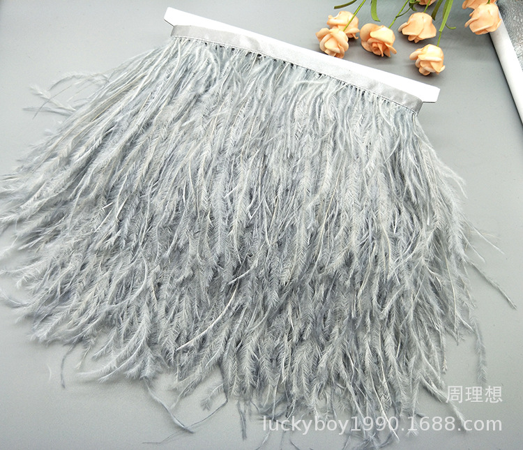 Wholesale 8-10 cm ostrich wool fabric edge colored feather fabric tape, clothing decoration tape fabric edge ostrich ribbon pic 41