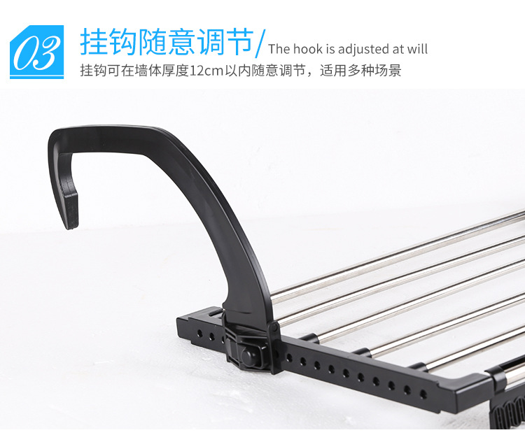 Stainless steel multi-functional folding balcony shoe drying rack, windowsill diaper drying rack, towel hanger, one-piece consignment pic 46