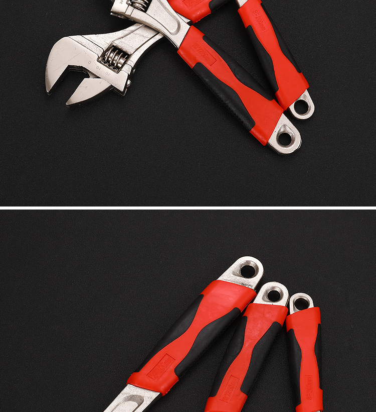 8-inch, 10-inch and 12-inch adjustable rubber-coated adjustable wrenches, manual tools, tiger-shaped wrenches, carbon steel one-piece delivery pic 9