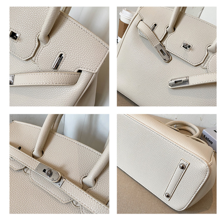 Lychee pattern platinum bag 2021 new style Kelly bag for brides, wedding bags and women, large capacity hand-held bag, shoulder crossbody, soft surface pic 38