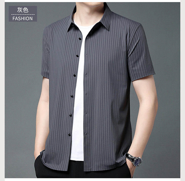 其力男装衬衫短袖男款2023夏季新款商务锦氨高弹力无痕寸衫t恤男详情17