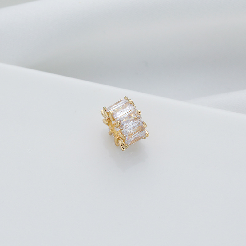 14K包金保色桶珠大孔隔珠镶嵌梯方锆石diy手工项链手链饰品配件详情6