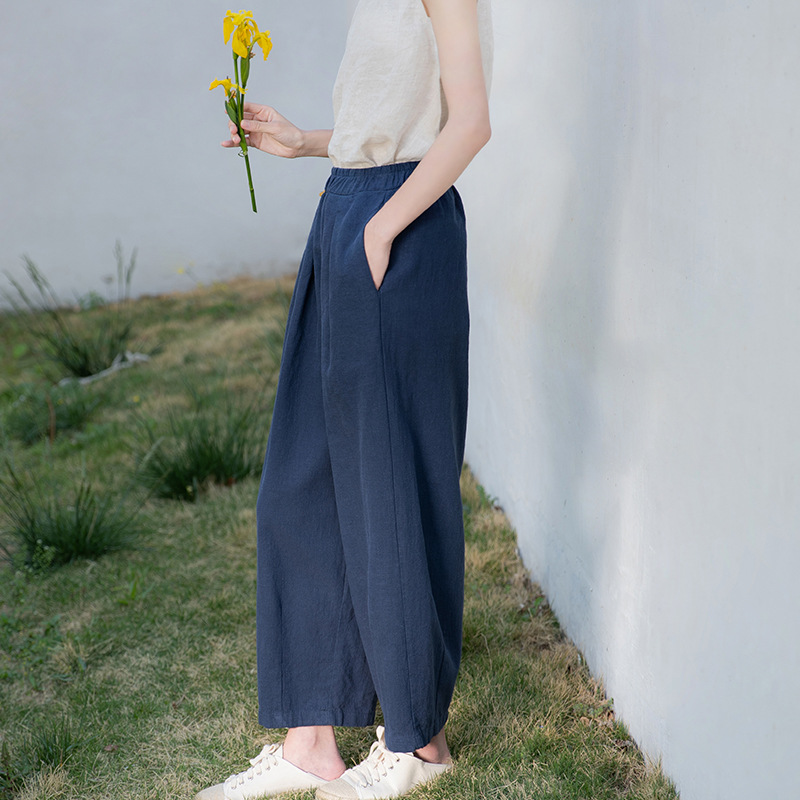 New Spring/Summer 2023 artistic and retro loose linen drape casual pants pic 8