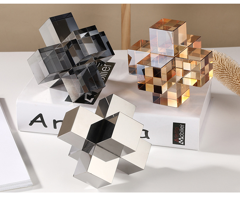现代简约几何金属水晶分子球摆件样板间客厅玄关桌面装饰品工艺品详情16