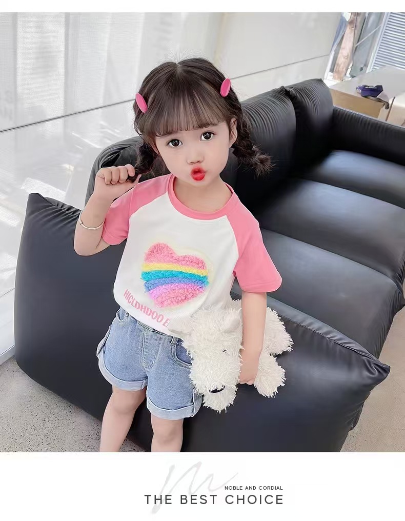 2025夏季女童短袖上衣T恤新款纯棉女宝宝短袖洋气高档童装代发详情15