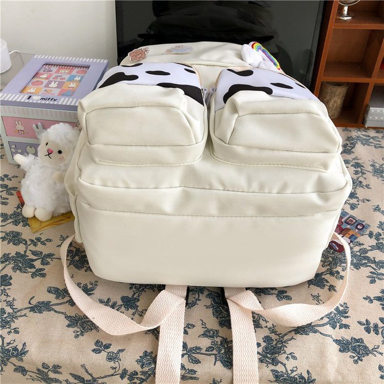 Japanese-style ins campus school style, fresh and cute, cute cow with earbuds, soft girl schoolbag, funny student backpack pic 94