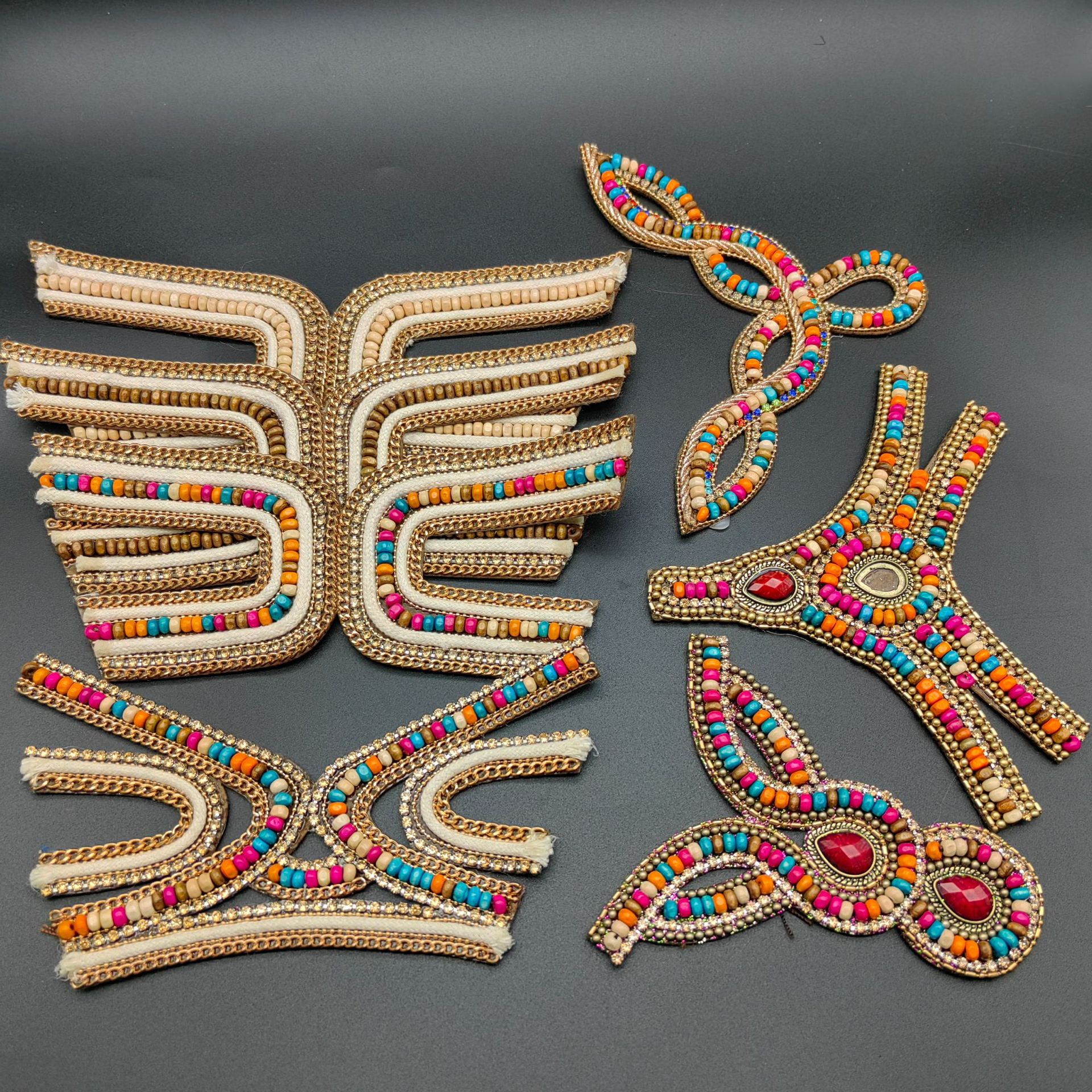 国潮批发复古手缝串珠鞋花民族风辅料配件手工小米珠布贴鞋帽包包配饰详情4