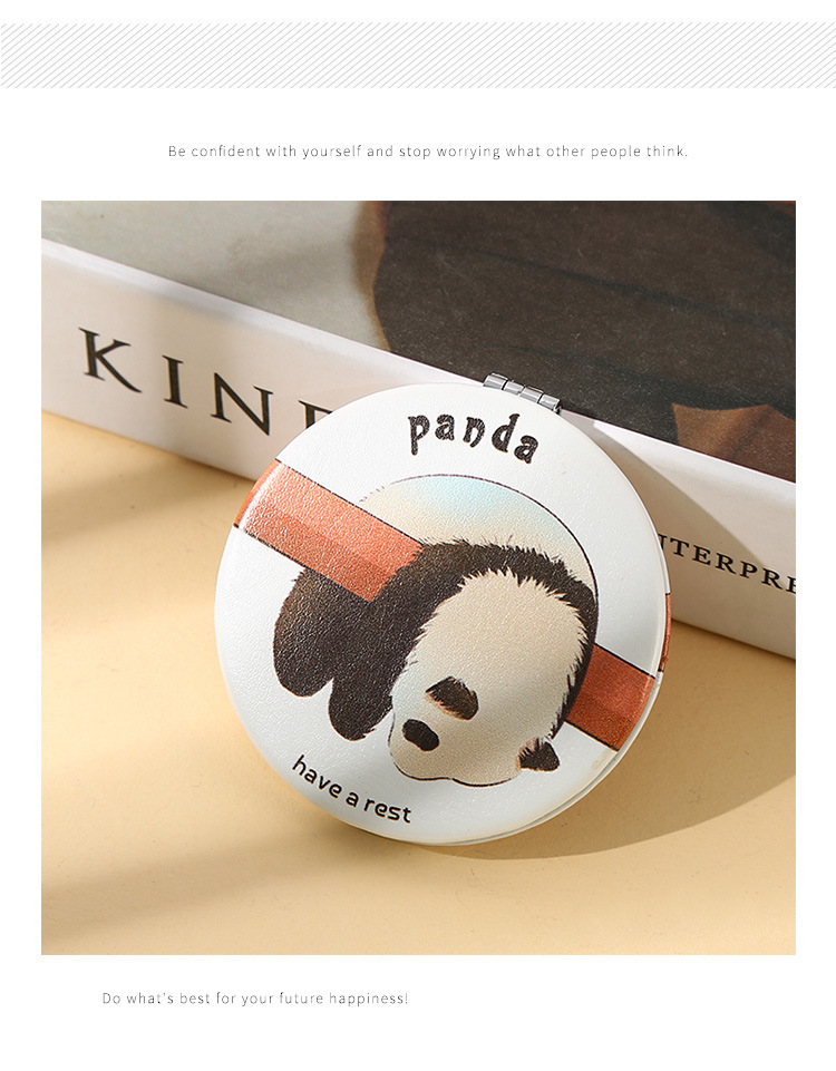 卡通PU双面镜圆形迷你镜子化妆镜随身包包便携学生女折叠小镜子详情9