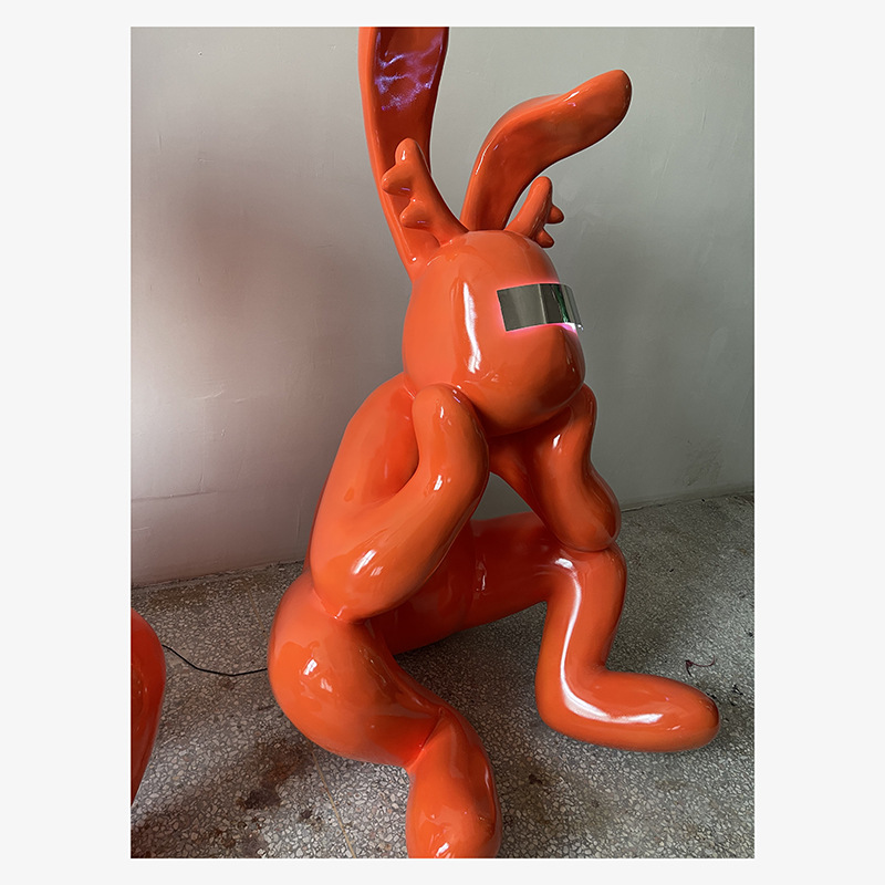 Electroplated cartoon glasses, thoughtful rabbit figurines, model rooms, sales offices, living rooms, studies, creative decorations, large-scale cartoons pic 3