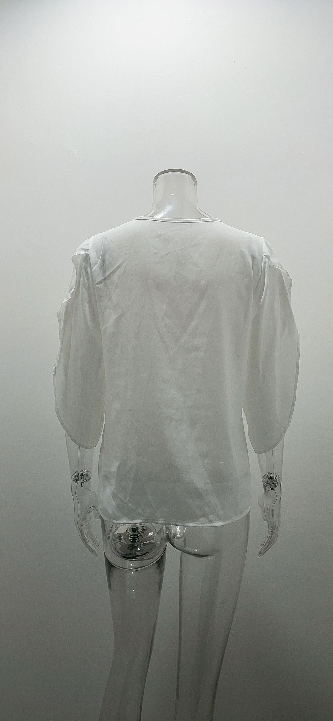 Amazon 2023 Spring/Summer New V-neck lace solid color top, elegant short-sleeved chiffon shirt for women pic 21