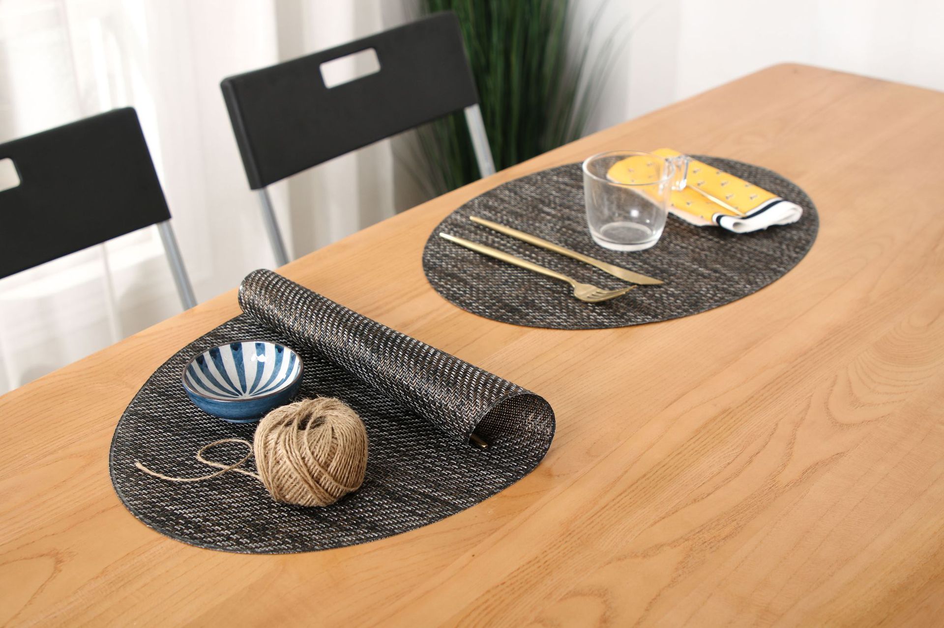 Coffee table MATS, table MATS, Japanese-style PVC simple oval table MATS, striped tablecloths, tablecloths, bowl MATS, heat insulation MATS, table MATS pic 14
