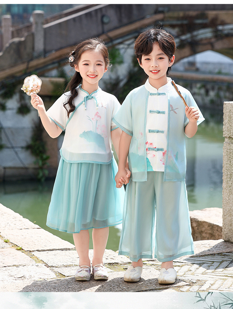 国潮汉服儿童套装春秋男女童唐装裙装公子服宝宝新中式古风演出服详情15