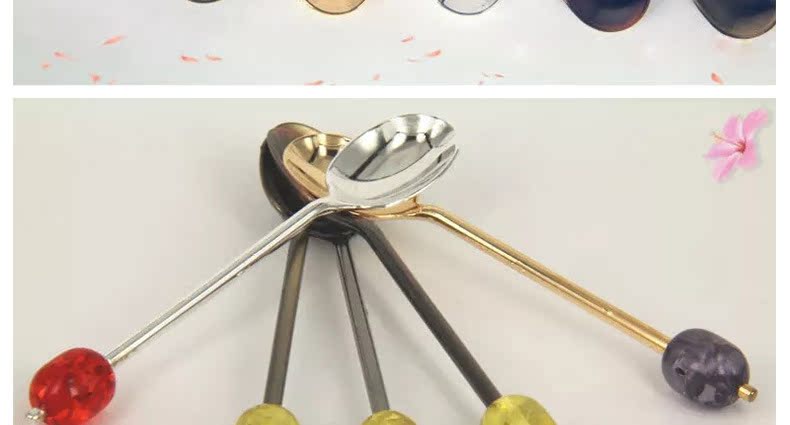 Super sweet and colorful small round bead spoon, cake spoon, ice cream spoon/coffee spoon (JY13), creative tableware decoration spoon, stainless steel coffee stirring spoon, ice cream spoon, spoon, dinner spoon pic 28