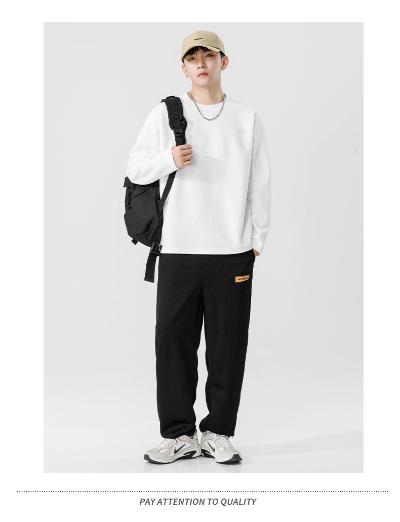 鲲海鹏云基础长袖T恤男秋冬宽松圆领内搭上衣潮流休闲男士打底衫详情24