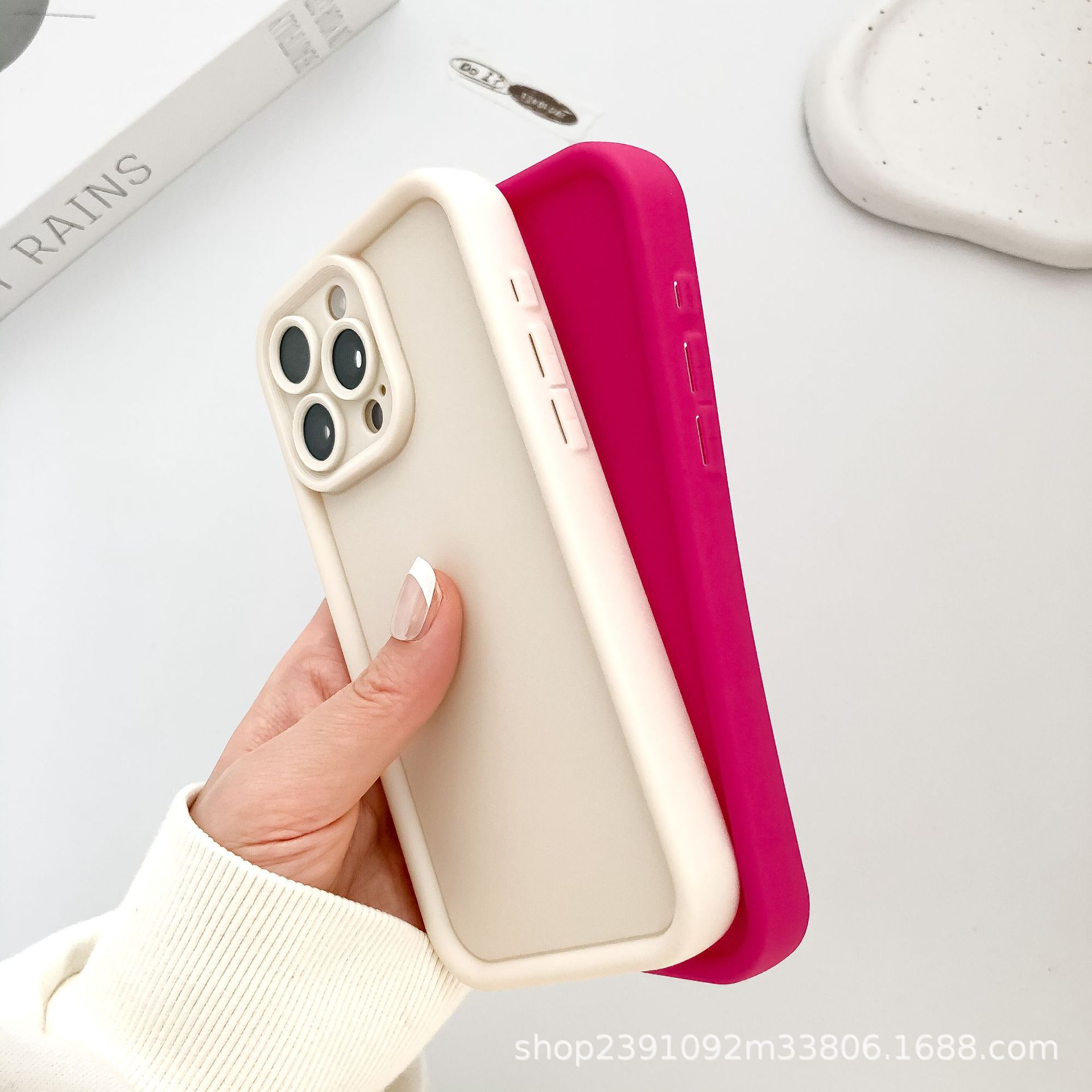 跨境热销适用iphone15纯色天眼阶梯手机套IP11苹果16金刚砂手机壳详情10