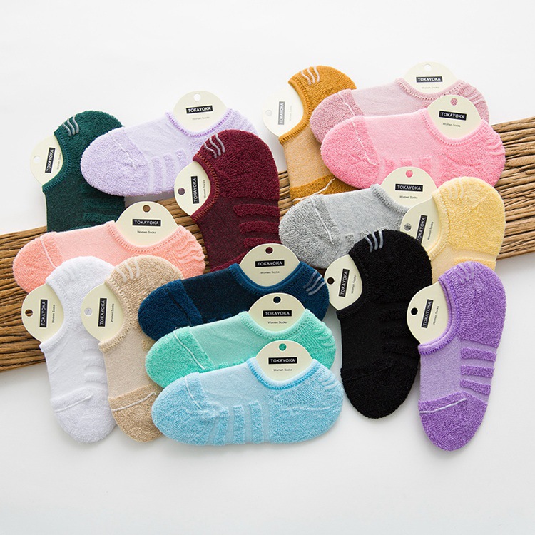 纯棉毛圈袜女袜运动毛巾船袜吸汗硅胶防滑女士短袜子详情9