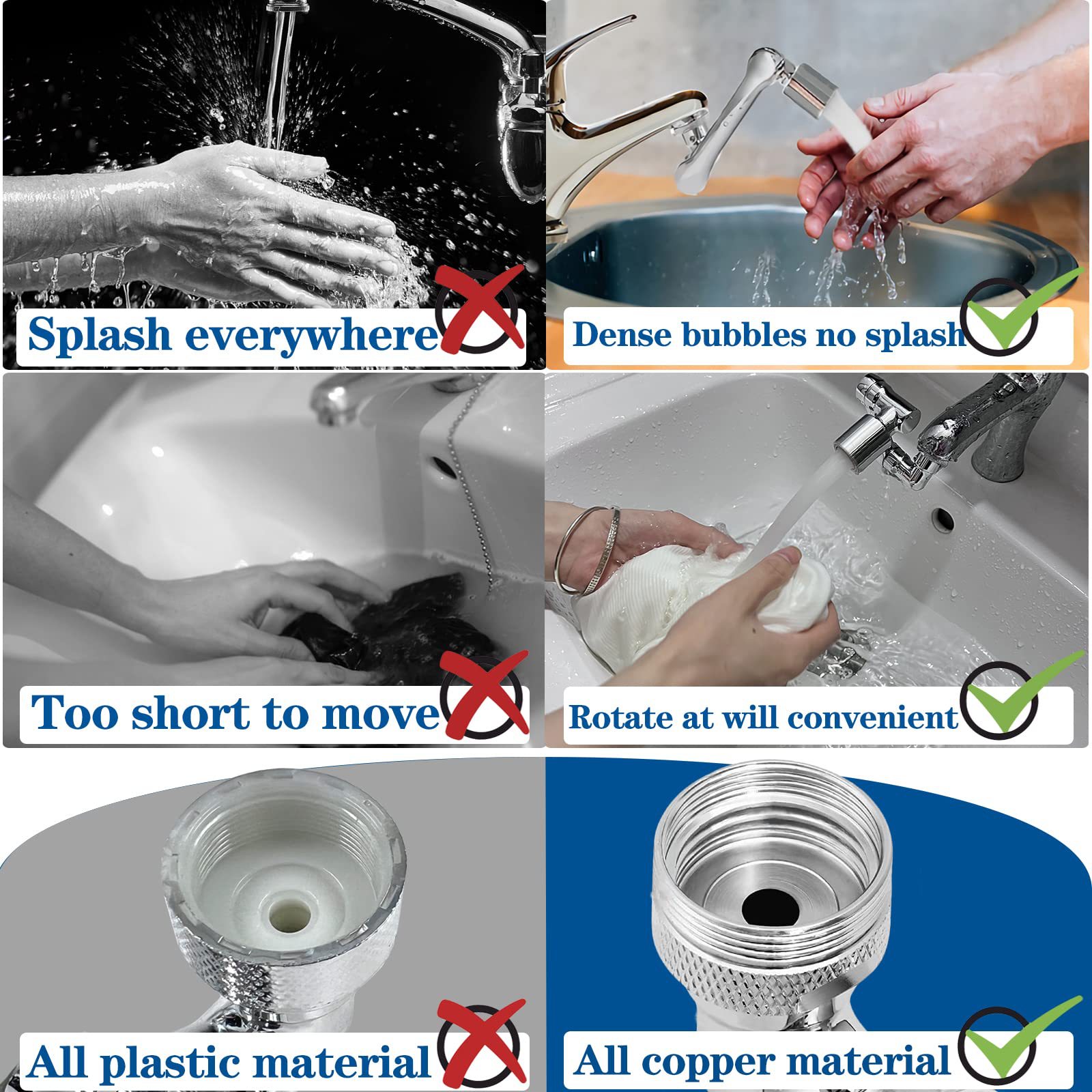 Mechanical arm universal faucet aerator, washbasin, 1080-degree rotating faucet, bathroom splash-proof faucet for washing up pic 4