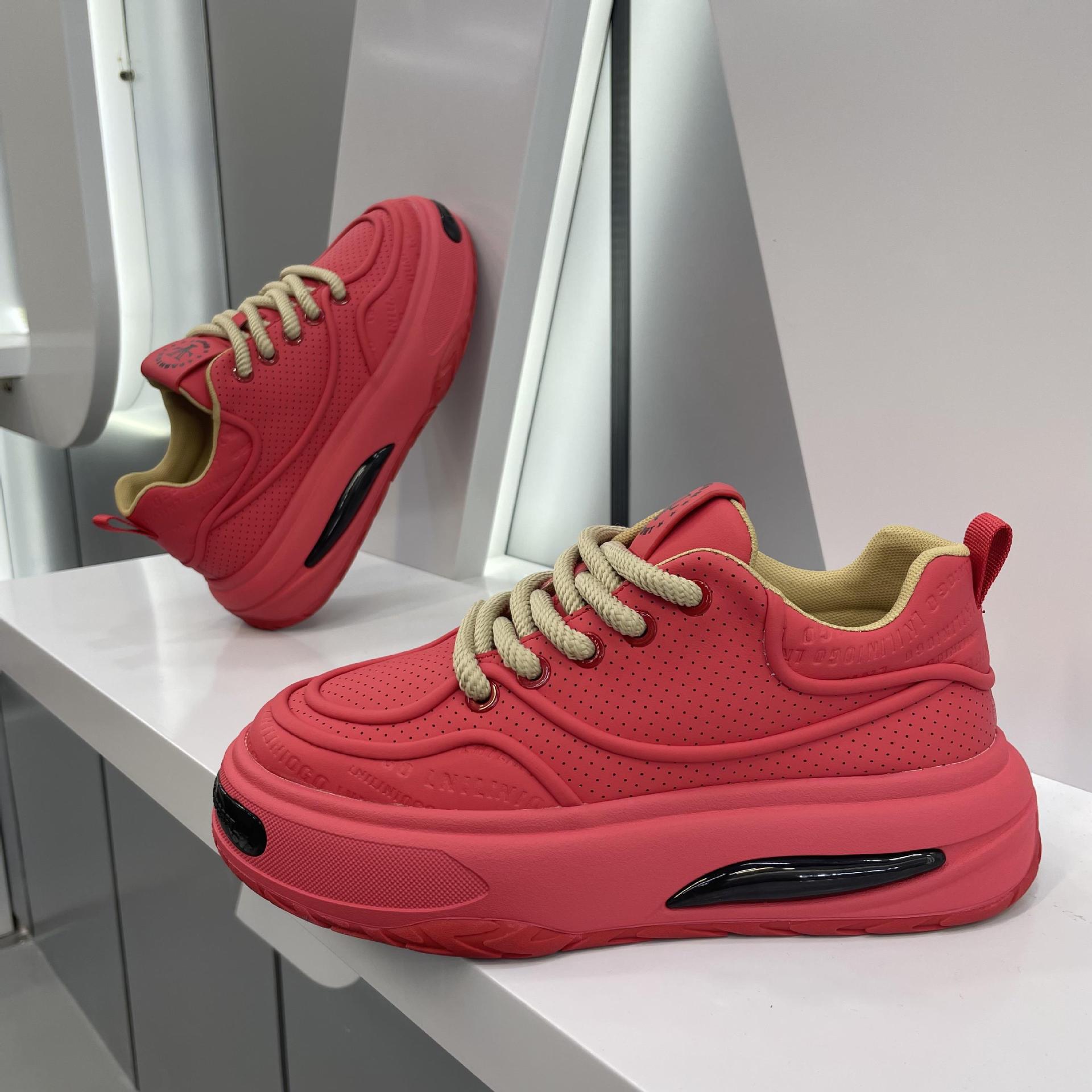 秋季新款男鞋系带低帮跑步鞋潮流鞋子增高印花时尚透气老爹鞋软底详情23