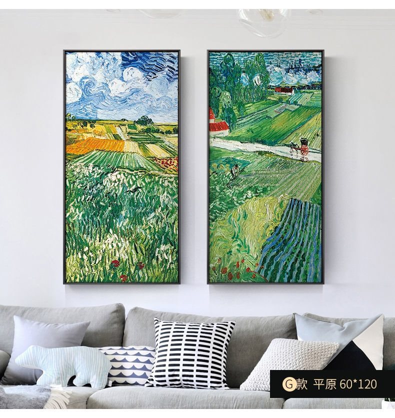 梵高玄关装饰画名画现代简约走廊竖版壁画麦田油画星空丰收挂画详情11