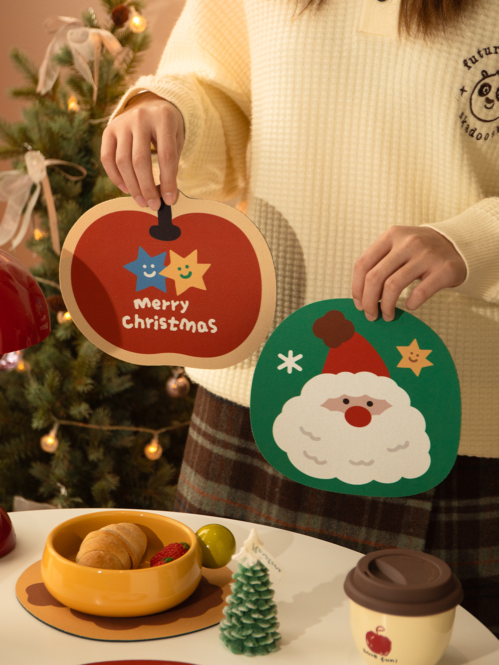 圣诞节老人硅藻泥隔热垫防烫垫桌垫多功能鼠标垫台面垫子布置用品详情13