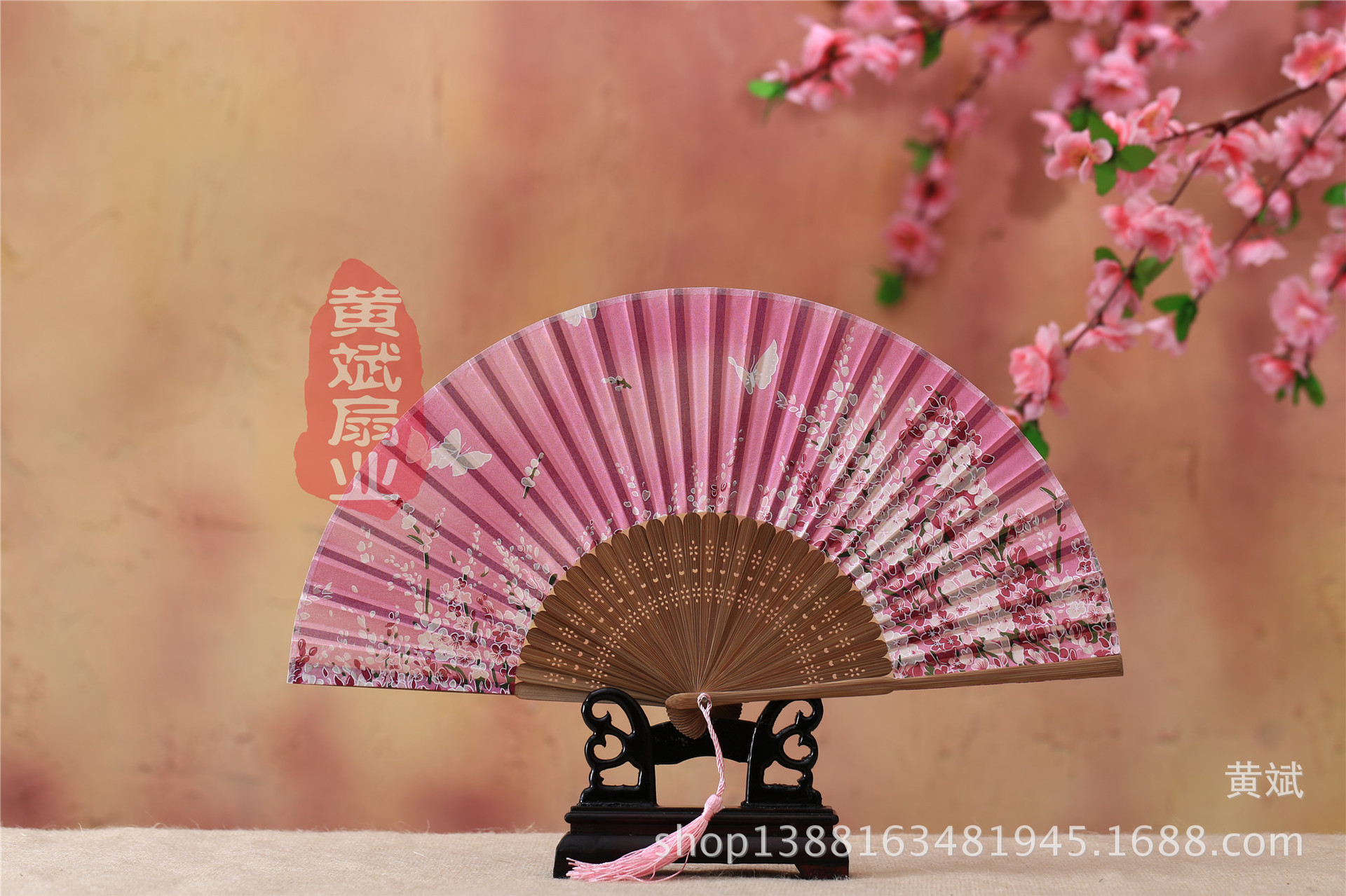 古风古典礼品真丝竹扇子日式和风扇樱花扇 折扇批发 舞蹈道具扇详情13