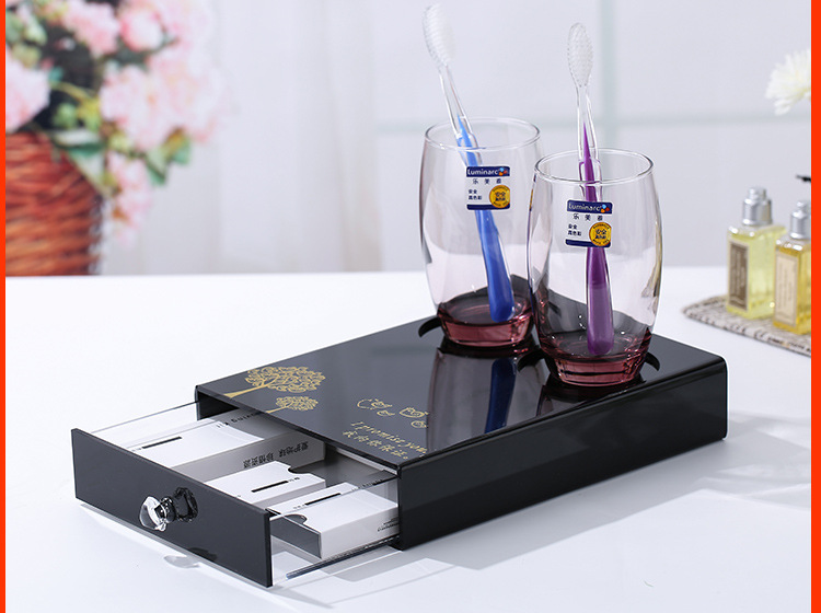 酒店牙具盒亚克力宾馆洗漱用品盒客房耗品纸巾盒托盘遥控盒收纳盒详情23