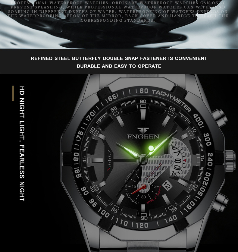 Fenzun waterproof non-mechanical watch, large dial watch, super large new calendar cross-border Shopee watch, creative technology pic 36