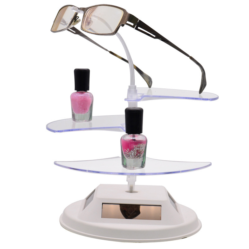 New solar-powered 12cm rotating table mobile phone glasses display stand pic 3