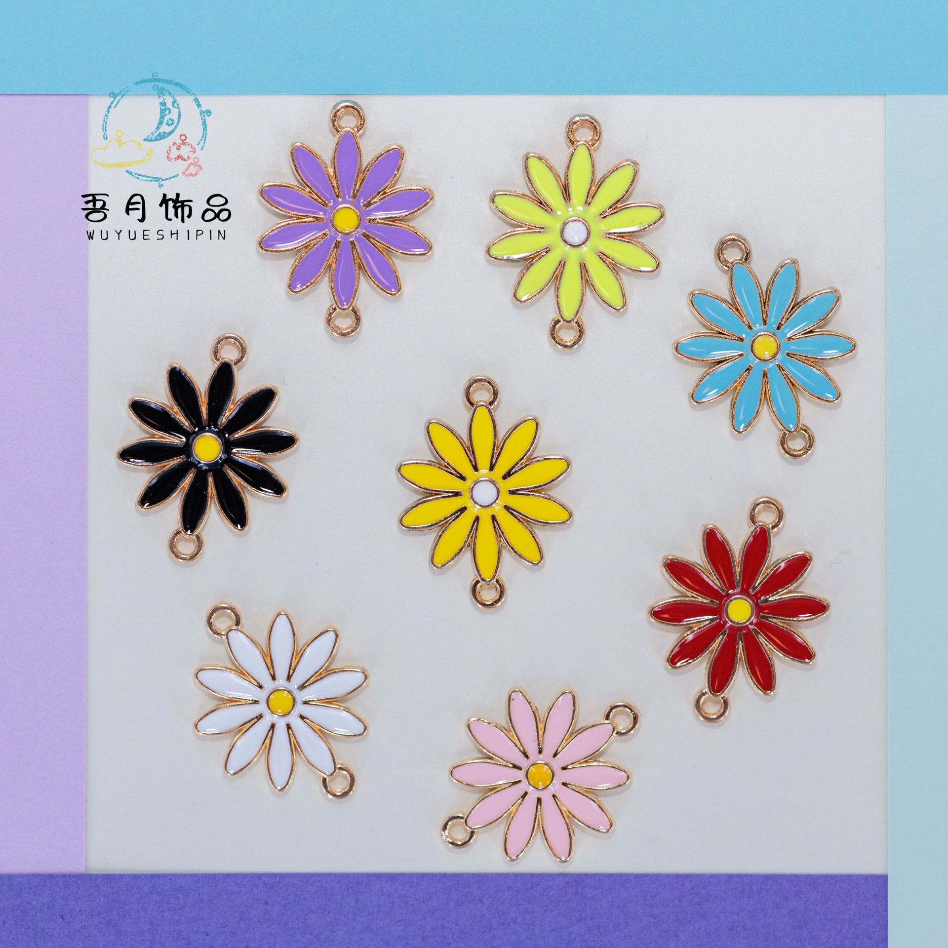 Daisy bracelets, necklaces, earrings, earrings, alloy oil-dripping accessories, handcrafted diy materials, accessories wholesale in Yiwu pic 12