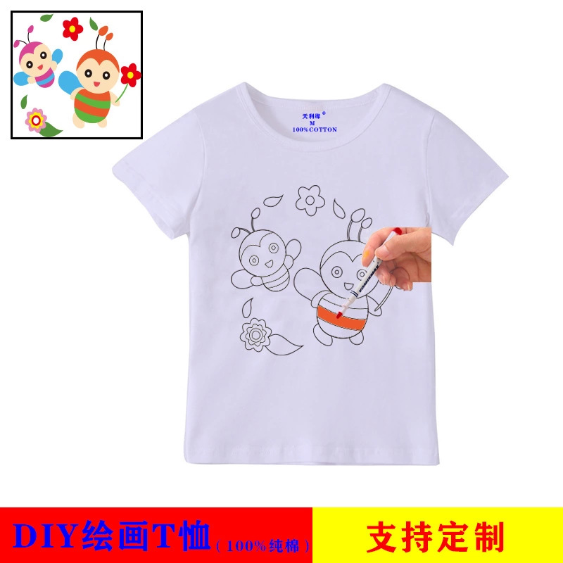 厂家直销外贸儿童T恤纯棉短袖绘画体恤童装空白夏装男童女童小童详情11