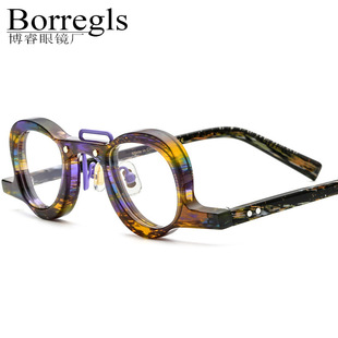 Pure titanium Italian handcrafted glasses frame round frame for men and women steampunk motorcycle can be paired with myopia glasses and plain glasses. New pic 5