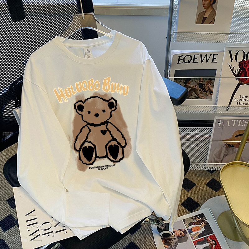 现货小熊纯棉短袖T恤女夏装新款韩版宽松休闲落肩洋气女士半袖详情26