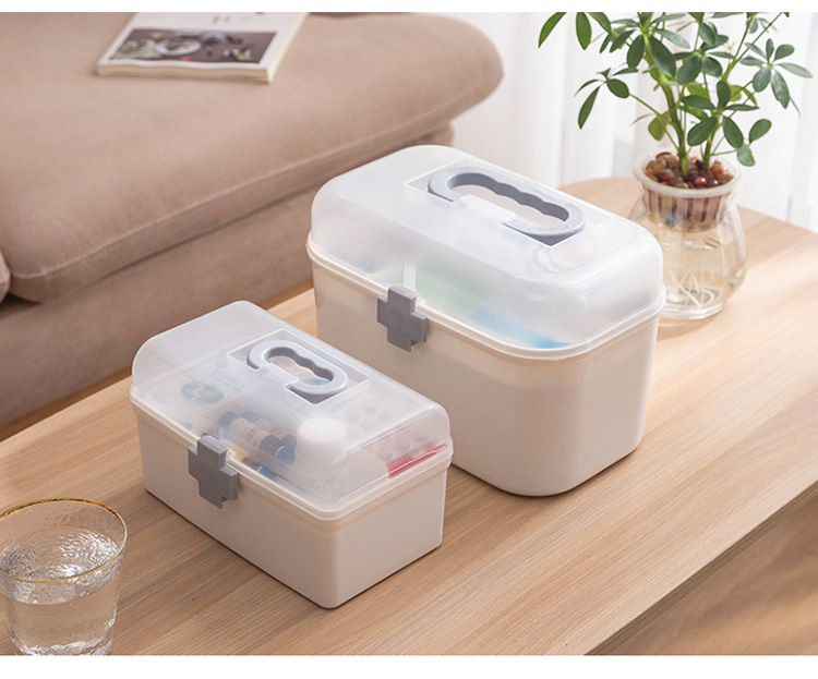 Household dust-proof large-capacity medicine box, emergency care medicine storage box, family portable multi-layer plastic medicine box pic 13