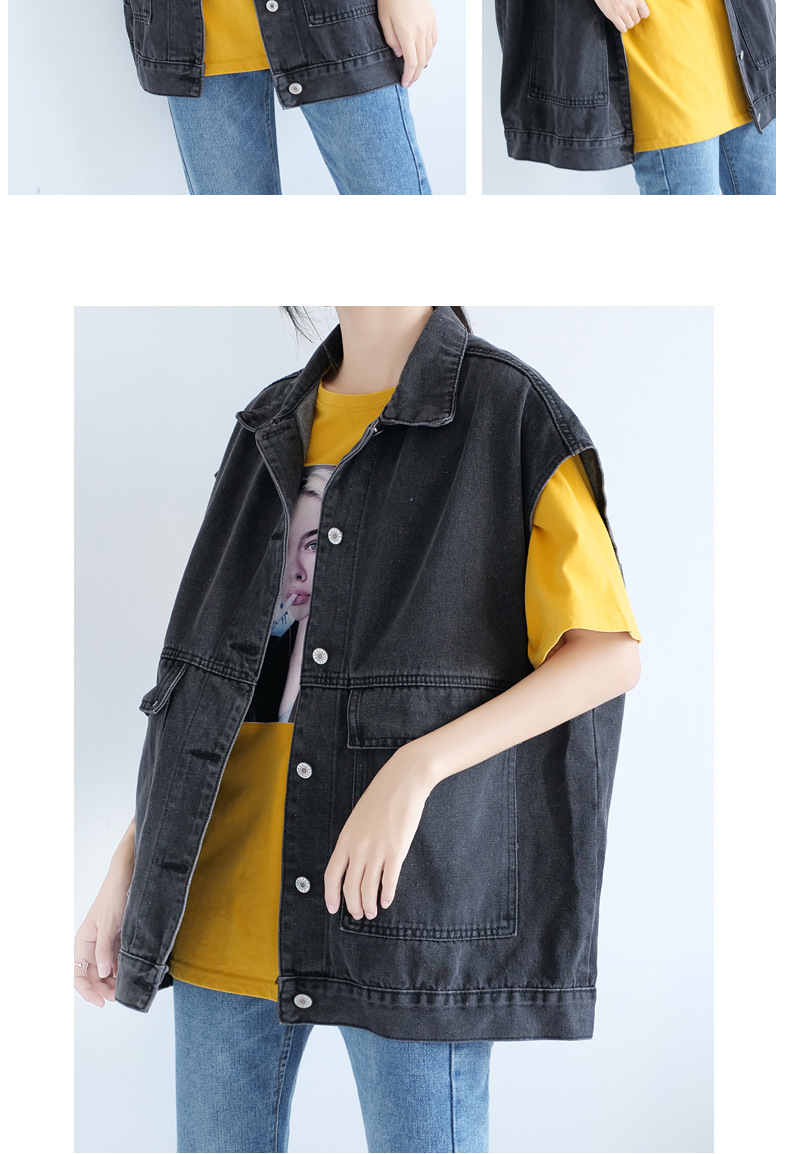 The Spring and Autumn trendy denim vest for women is a loose European-style outerwear that goes well with all kinds of outfits. The Korean-style sleeveless vest work jacket is trendy on Instagram pic 9