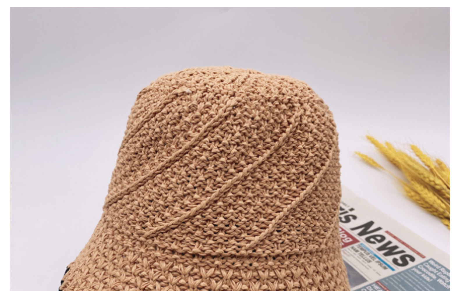 水桶帽渔夫帽帽子女款夏季手工钩盆帽遮阳防晒针织水桶帽显脸小网红海边沙滩帽详情9