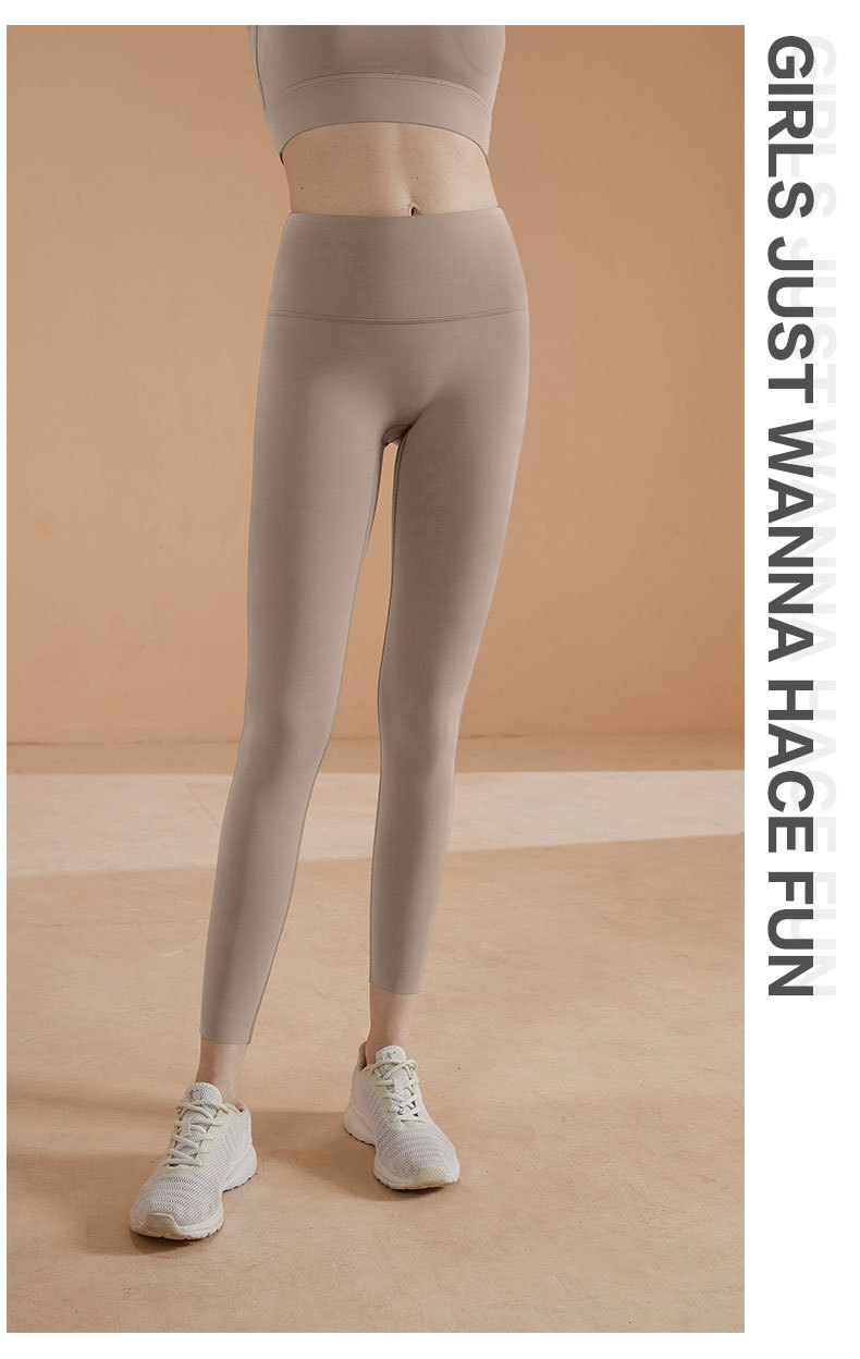 Autumn and winter Lycra nude yoga pants for women, tight height waists, elastic peach hips, lulu original factory running and fitness wear pic 31