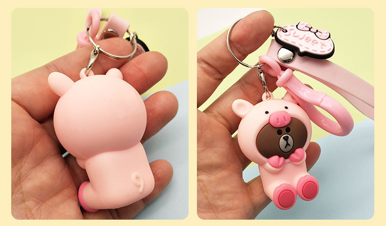 Cartoon jungle Bear series keychains, cute Korean Instagram car key chains, creative bag pendants pic 6