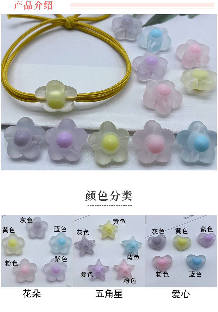 简约清新通孔磨砂蛋黄珠 diy儿童发饰制作橡皮筋配饰亚克力饰品详情4