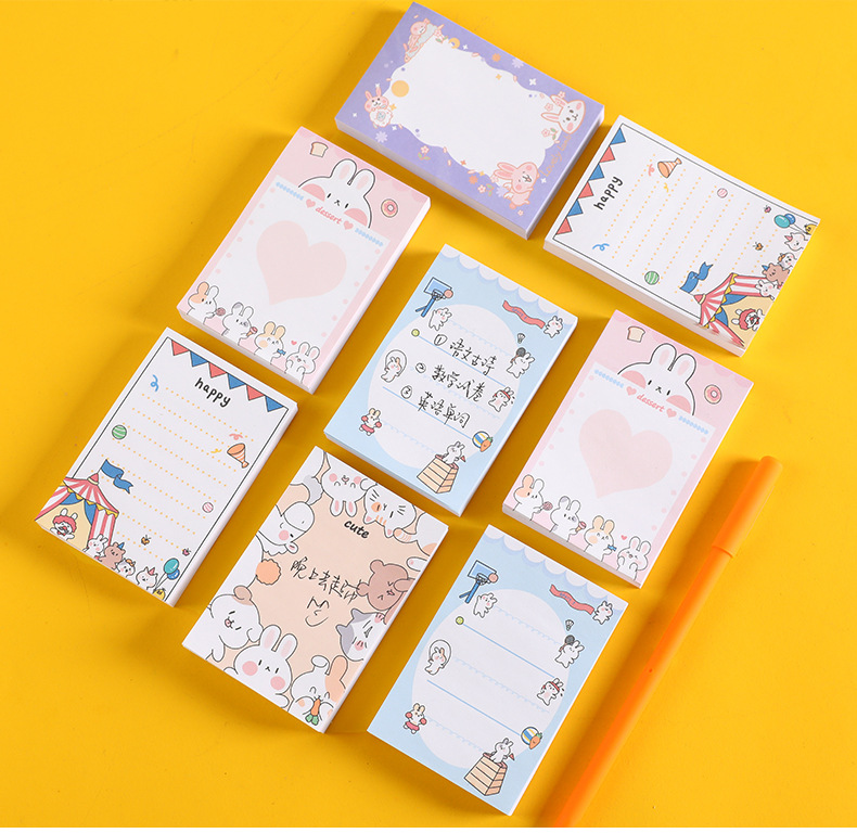 Cute cartoon rabbit memo note book, student notebook, sticky notes that can be torn N times, message notepad pic 1