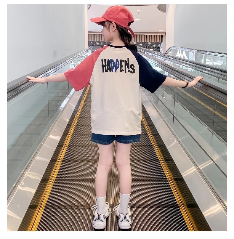 女童T恤2024新款夏季儿童纯棉短袖时髦宽松上衣夏装大童女孩网红详情11