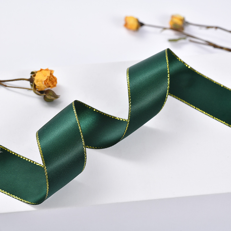En stock doble lado de oro borde de plata cinta de poliéster cinta de festival caja de regalo de moda decoración de ropa cinta de embalaje de flores pic 21
